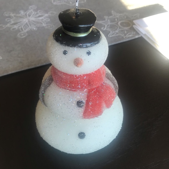 Pottery Barn Glitter Snowman Candle. - Picture 2 of 3